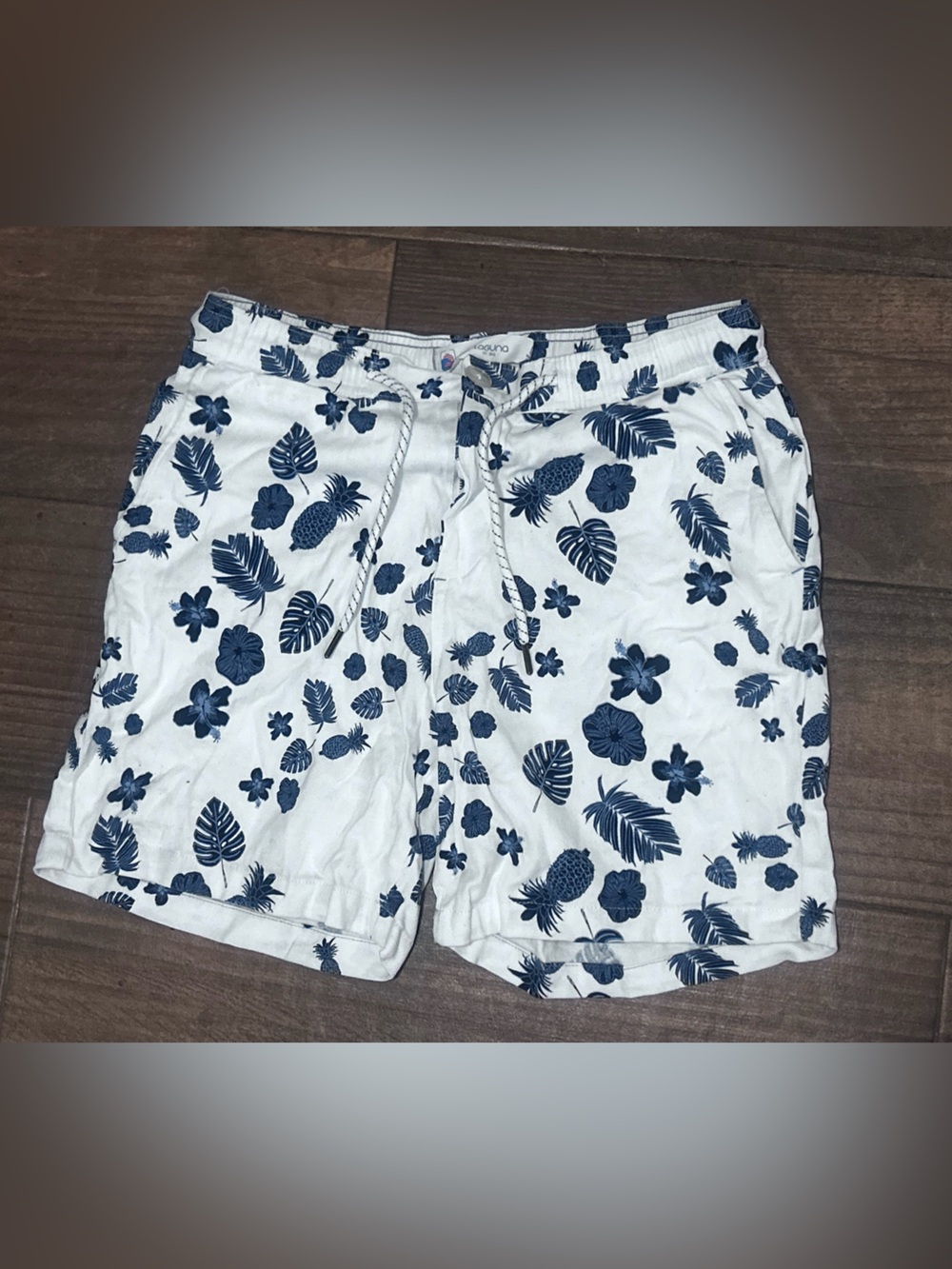 Laguna B White Shorts with Navy Floral Print